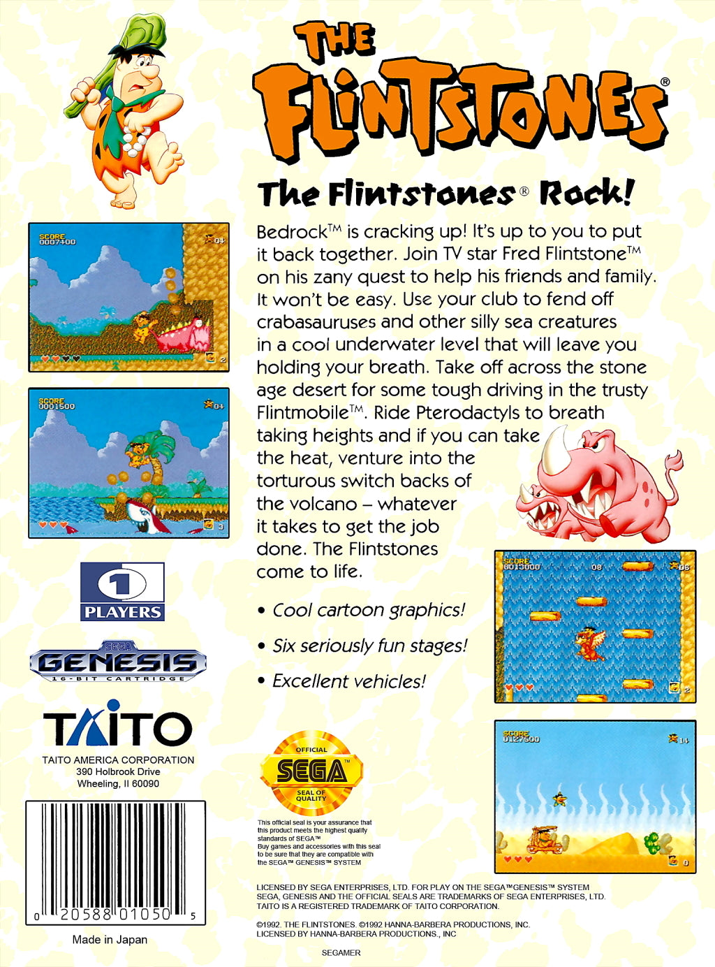 The Flintstones - (SG) SEGA Genesis [Pre-Owned] Video Games Taito Corporation   