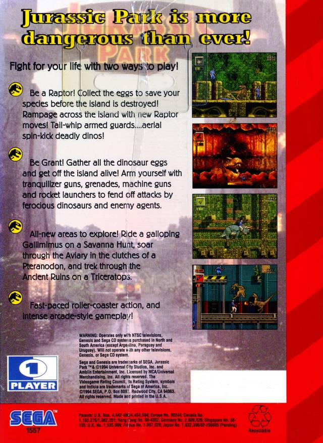Jurassic Park: Rampage Edition - (SG) SEGA Genesis [Pre-Owned] Video Games Sega   
