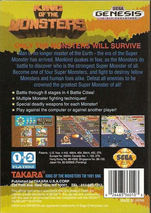 King of the Monsters - (SG) SEGA Genesis [Pre-Owned] Video Games Takara   