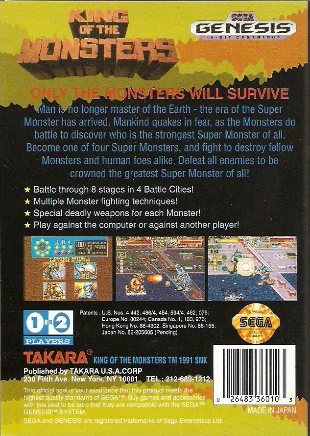 King of the Monsters - (SG) SEGA Genesis [Pre-Owned] Video Games Takara   