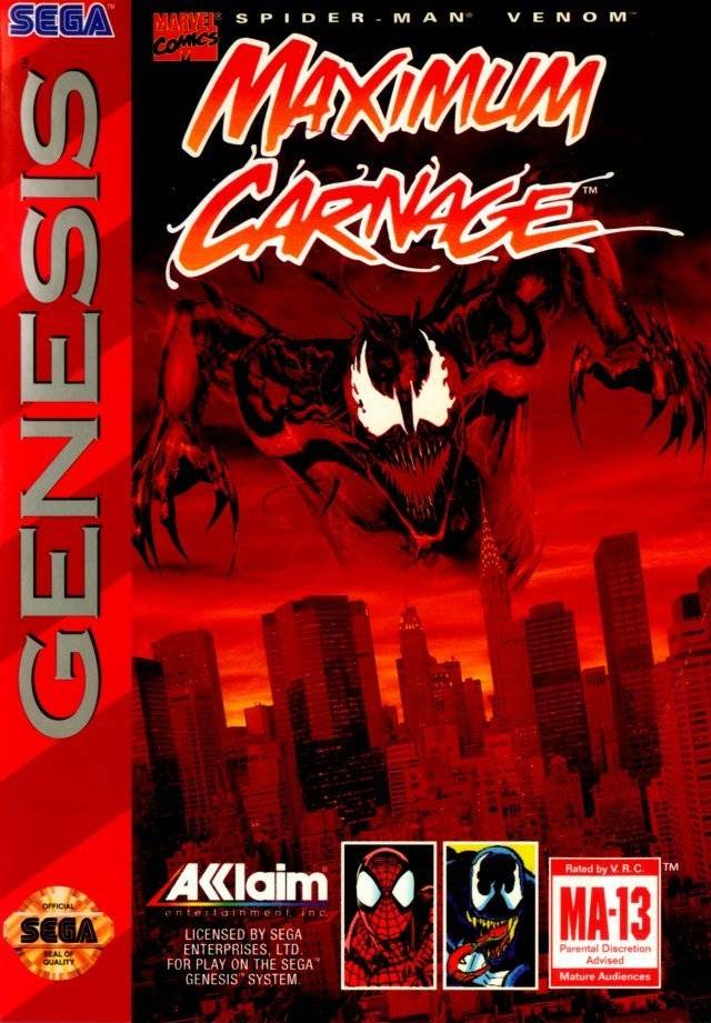Spider-Man & Venom: Maximum Carnage (Red Cartridge) - SEGA Genesis [Pre-Owned] Video Games Acclaim   