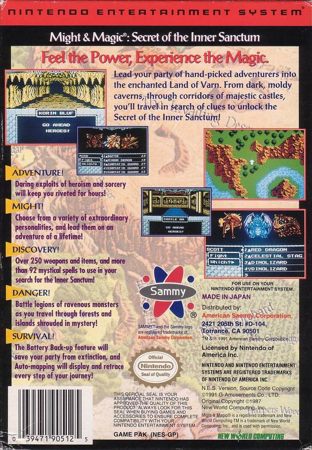 Might & Magic: Secret of the Inner Sanctum - (NES) Nintendo Entertainment System [Pre-Owned] Video Games American Sammy   