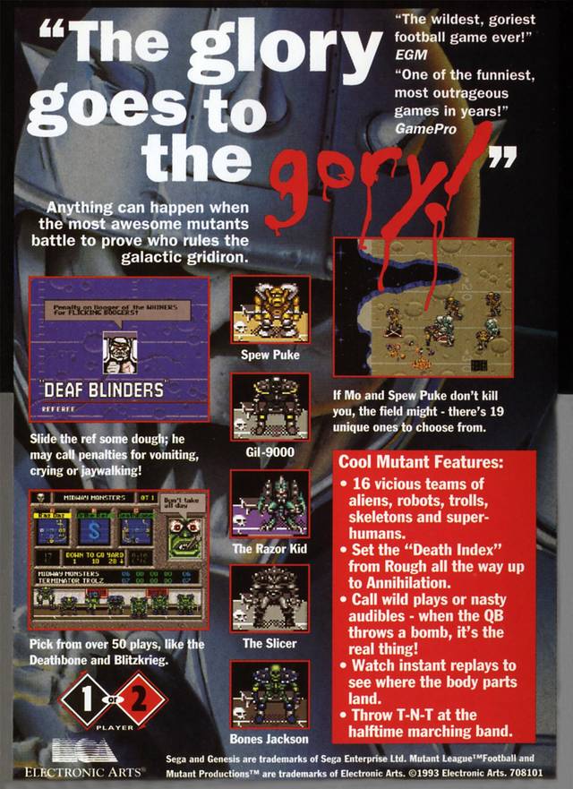 Mutant League Football - (SG) SEGA Genesis [Pre-Owned] Video Games Electronic Arts   