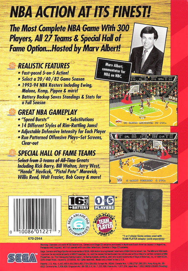 NBA Action '94 - (SG) SEGA Genesis [Pre-Owned] Video Games Sega   