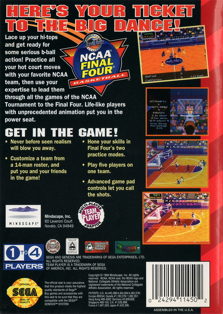 NCAA Final Four Basketball - (SG) SEGA Genesis [Pre-Owned] Video Games Mindscape   