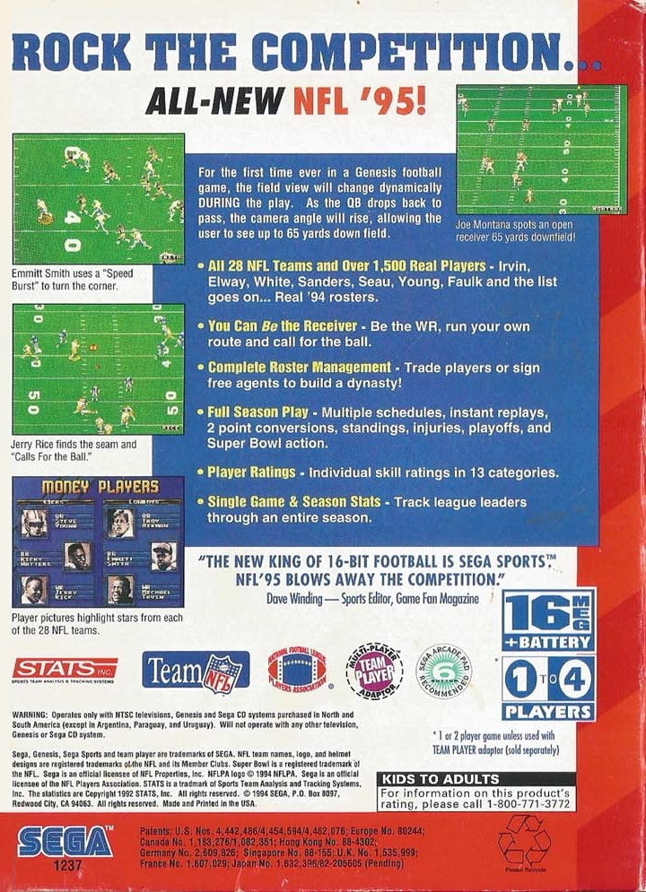 NFL '95 - (SG) SEGA Genesis [Pre-Owned] Video Games Sega   