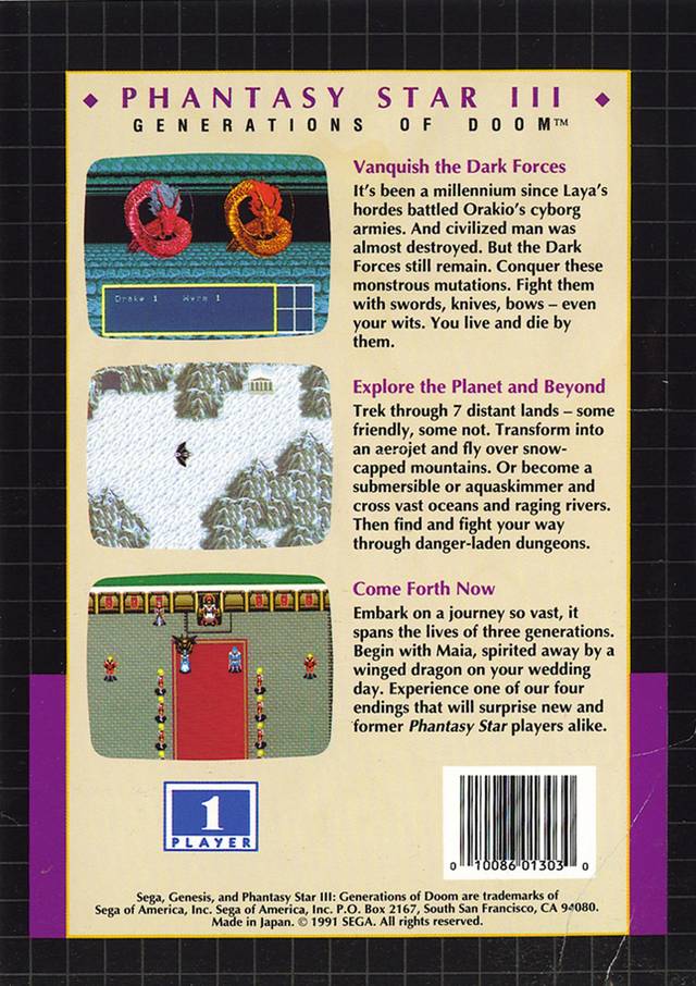 Phantasy Star III: Generations of Doom - (SG) SEGA Genesis [Pre-Owned] Video Games Sega   