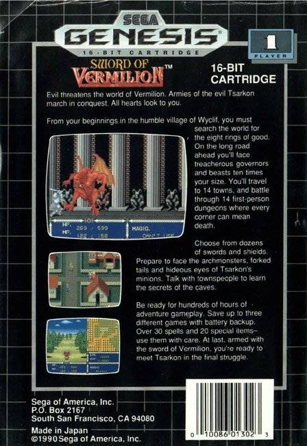 Sword of Vermilion - (SG) SEGA Genesis [Pre-Owned] Video Games Sega   