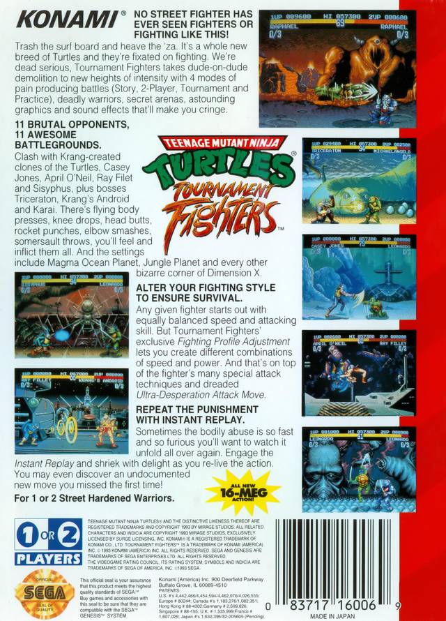 Teenage Mutant Ninja Turtles: Tournament Fighters - (SG) SEGA Genesis [Pre-Owned] Video Games Konami   