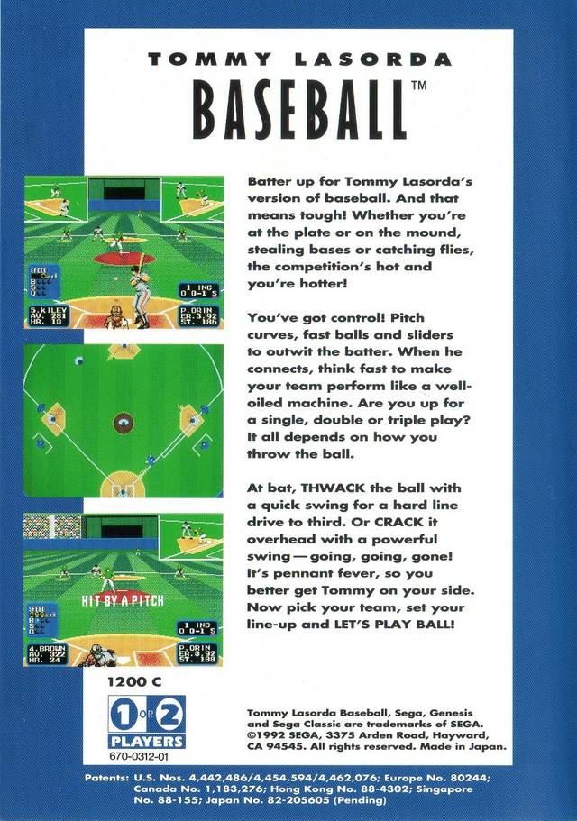 Tommy Lasorda Baseball (Sega Classic) - (SG) SEGA Genesis [Pre-Owned] Video Games Sega   