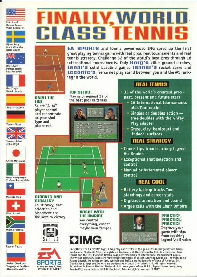 IMG International Tour Tennis - (SG) SEGA Genesis [Pre-Owned] Video Games Electronic Arts   