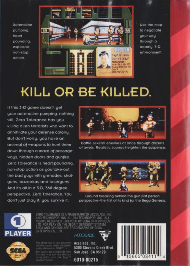 Zero Tolerance - (SG) SEGA Genesis [Pre-Owned] | J&L Game