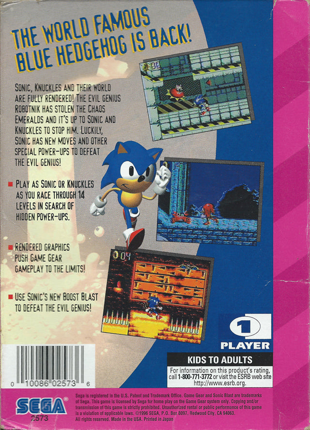 Sonic Blast - (SGG) SEGA GameGear [Pre-Owned] Video Games Sega   