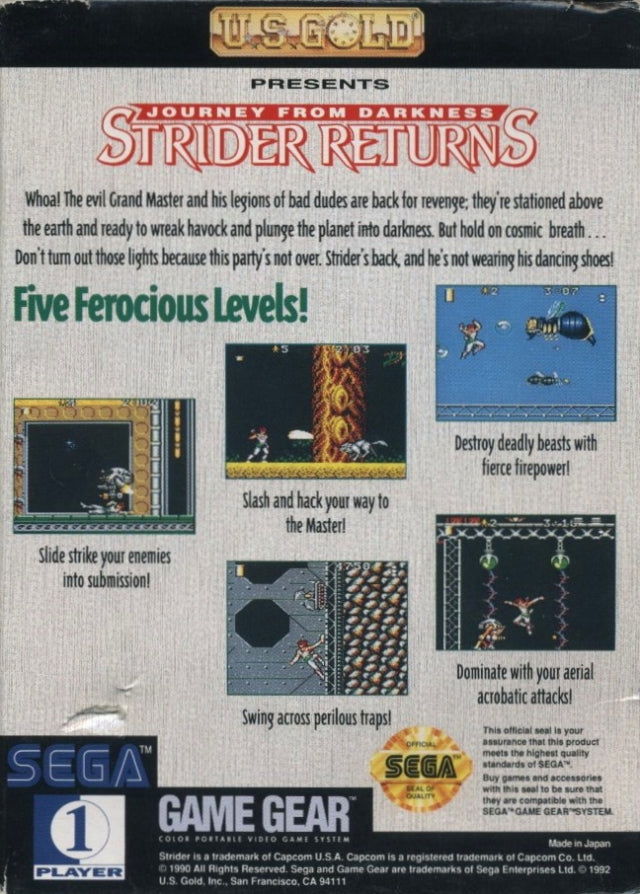 Strider Returns: Journey From Darkness - SEGA GameGear [Pre-Owned] Video Games U.S. Gold   