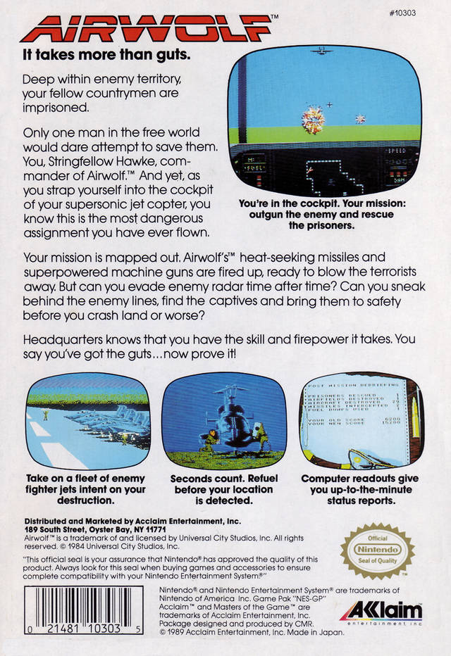 Airwolf - (NES) Nintendo Entertainment System [Pre-Owned] Video Games Acclaim   