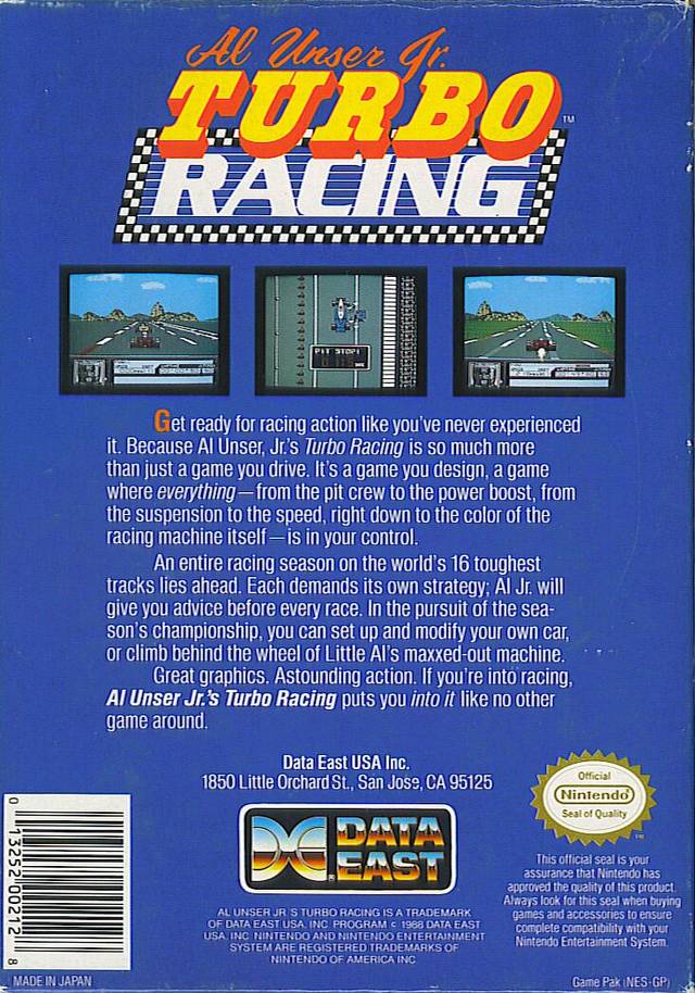 Al Unser Jr.'s Turbo Racing - (NES) Nintendo Entertainment System [Pre-Owned] Video Games Data East   