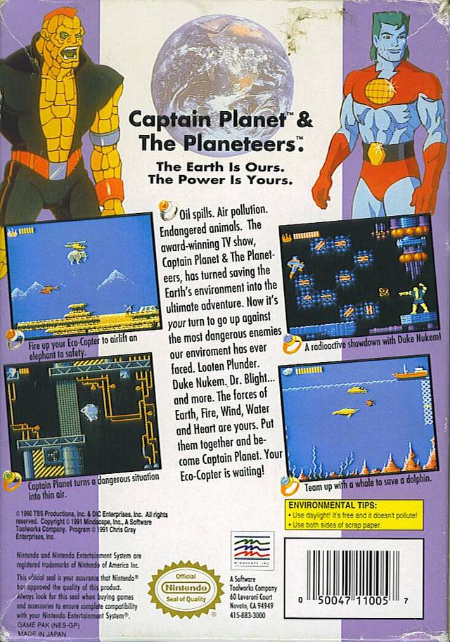 Captain Planet and the Planeteers - (NES) Nintendo Entertainment System [Pre-Owned] Video Games Mindscape   