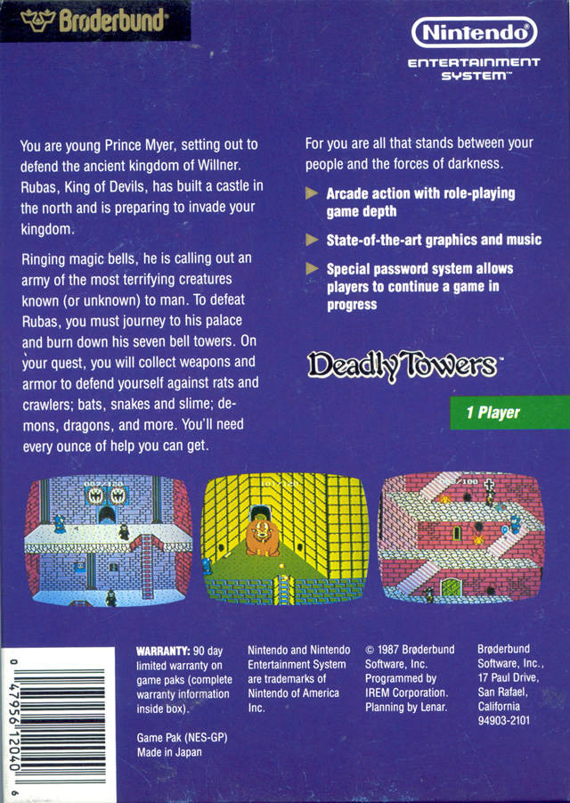Deadly Towers - (NES) Nintendo Entertainment System [Pre-Owned] Video Games Broderbund   