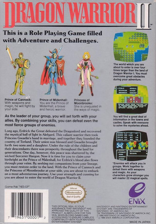 Dragon Warrior II - (NES) Nintendo Entertainment System [Pre-Owned] Video Games Enix America, Inc.   