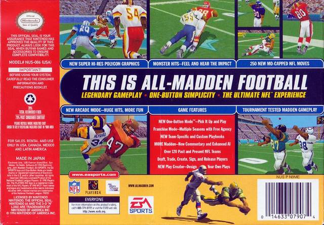 Madden NFL 99 - (N64) Nintendo 64 [Pre-Owned] Video Games EA Sports   