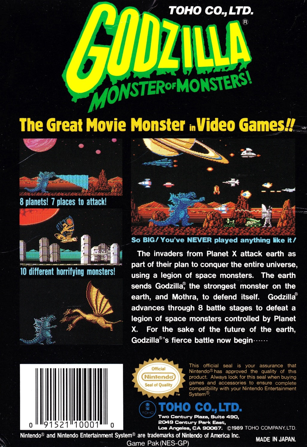 Godzilla: Monster of Monsters! - (NES) Nintendo Entertainment System  [Pre-Owned] Video Games Toho   