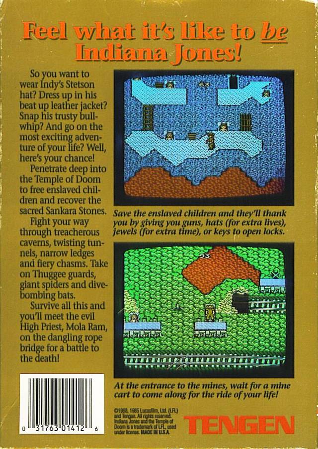 Indiana Jones and the Temple of Doom (Tengen) - (NES) Nintendo Entertainment System [Pre-Owned] Video Games Tengen   