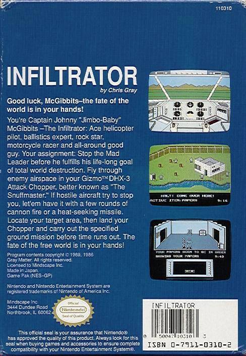 Infiltrator - (NES) Nintendo Entertainment System [Pre-Owned] Video Games Mindscape   