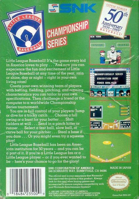 Little League Baseball: Championship Series - (NES) Nintendo Entertainment System [Pre-Owned] Video Games SNK   