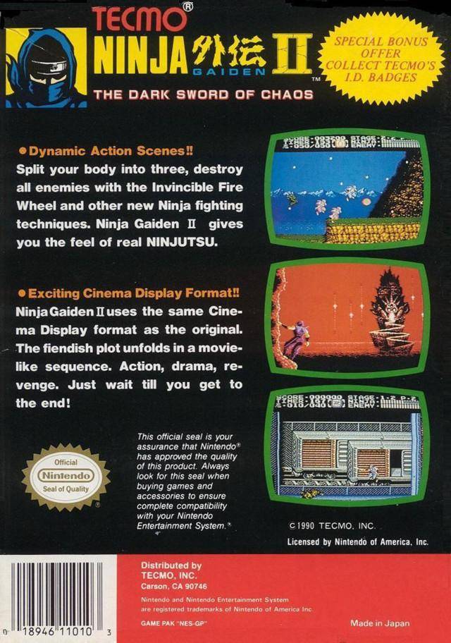 Ninja Gaiden II: The Dark Sword of Chaos - (NES) Nintendo