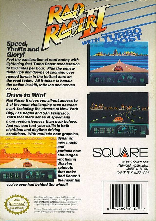 Rad Racer II - (NES) Nintendo Entertainment System [Pre-Owned] Video Games SquareSoft   