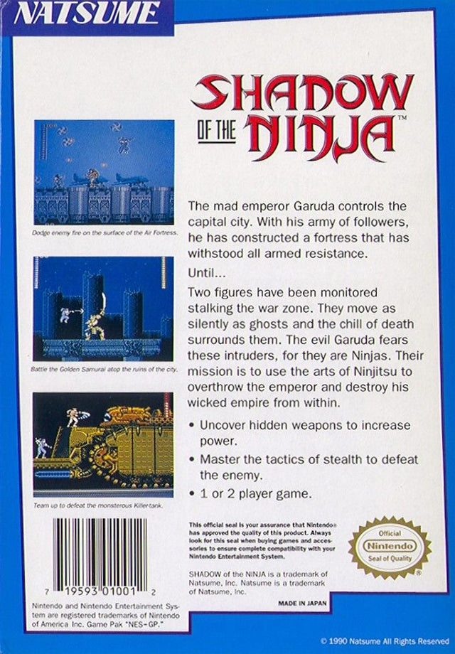 Shadow of the Ninja - (NES) Nintendo Entertainment System [Pre-Owned] Video Games Natsume   