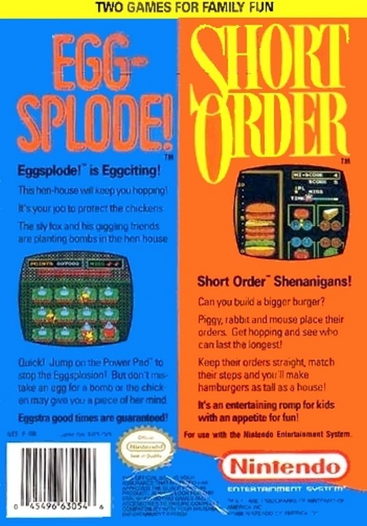Short Order / Eggsplode! - (NES) Nintendo Entertainment System [Pre-Owned] Video Games Nintendo   