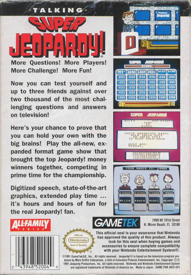 Super Jeopardy! - (NES) Nintendo Entertainment System [Pre-Owned] Video Games GameTek   