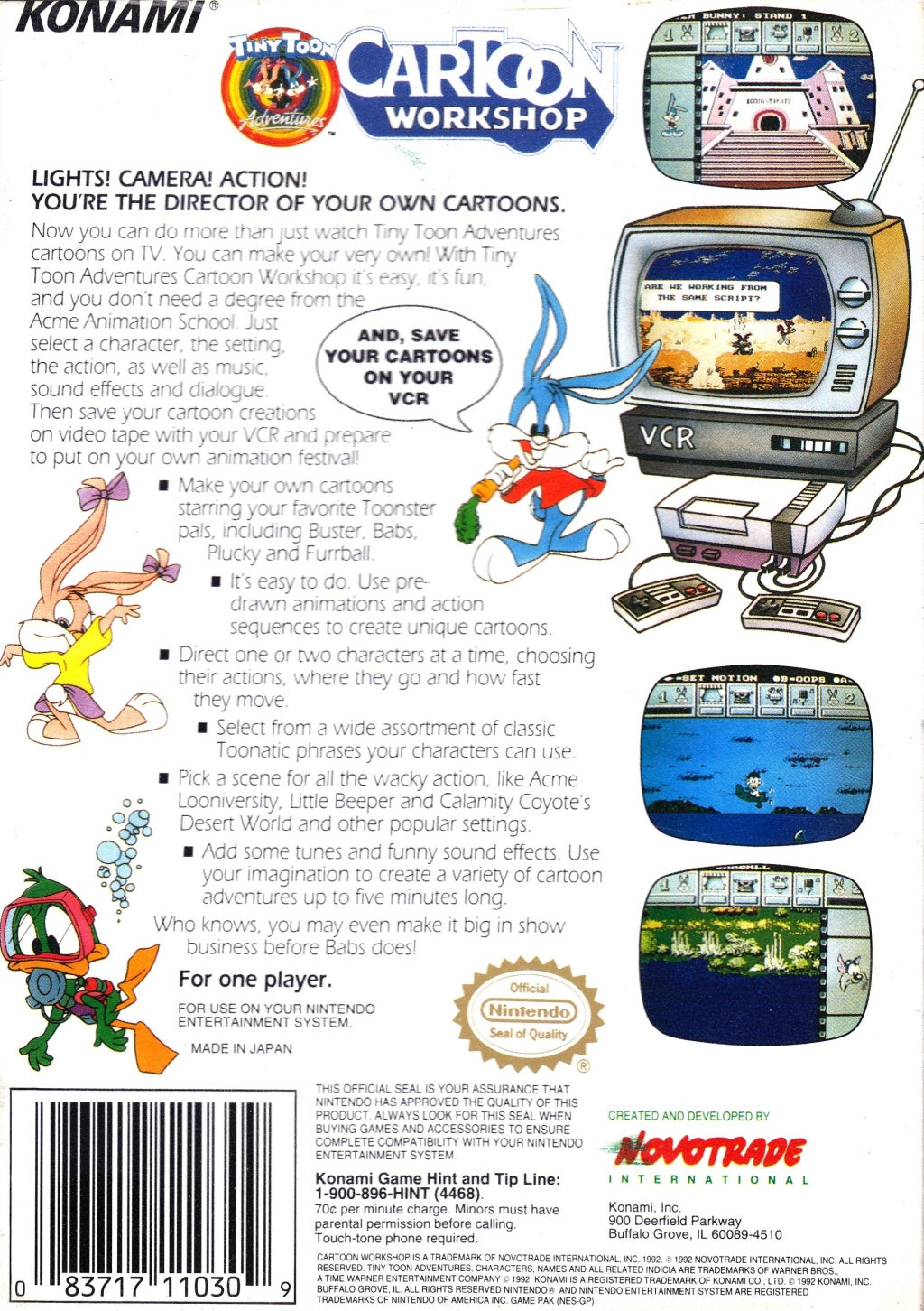 Tiny Toon Adventures: Cartoon Workshop - (NES) Nintendo Entertainment System [Pre-Owned] Video Games Konami   