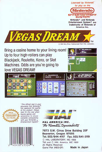 Vegas Dream - (NES) Nintendo Entertainment System [Pre-Owned] Video Games HAL Labs   