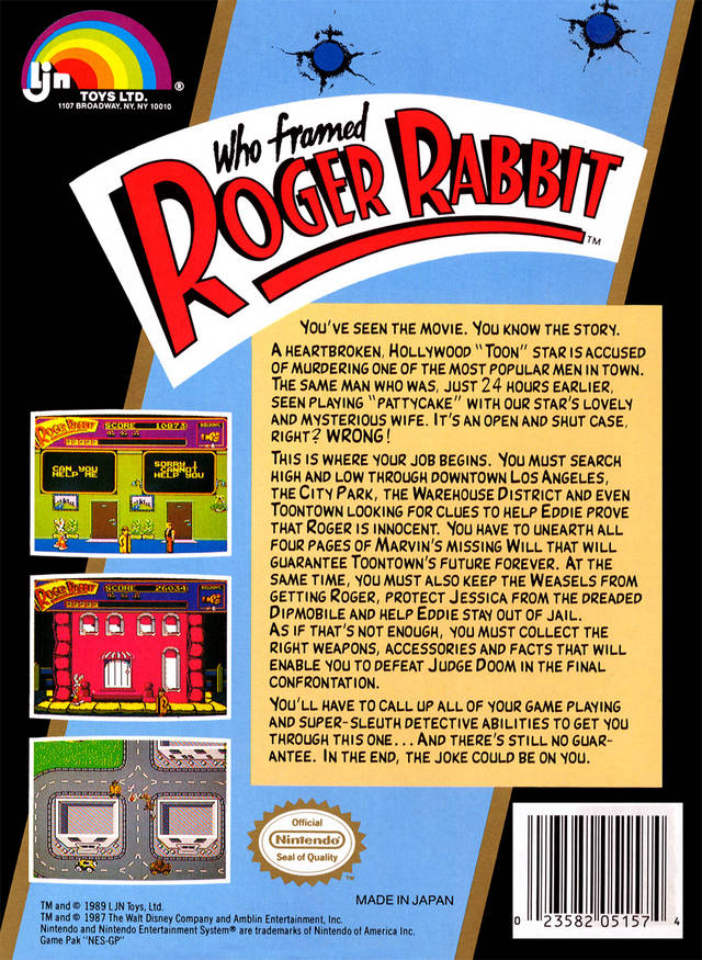 Who Framed Roger Rabbit - (NES) Nintendo Entertainment System [Pre-Owned] Video Games LJN Ltd.   
