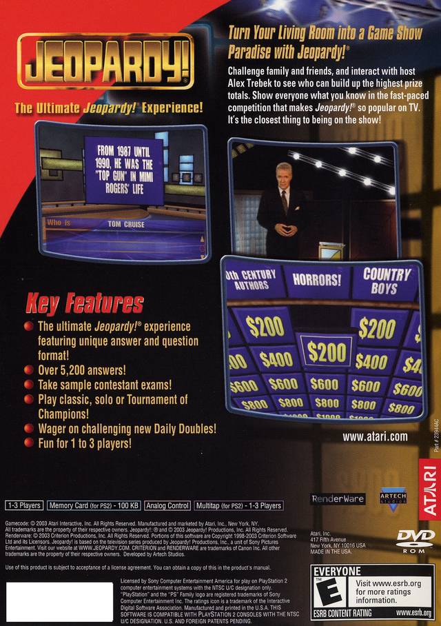 Jeopardy! - (PS2) PlayStation 2 [Pre-Owned] Video Games Atari SA   