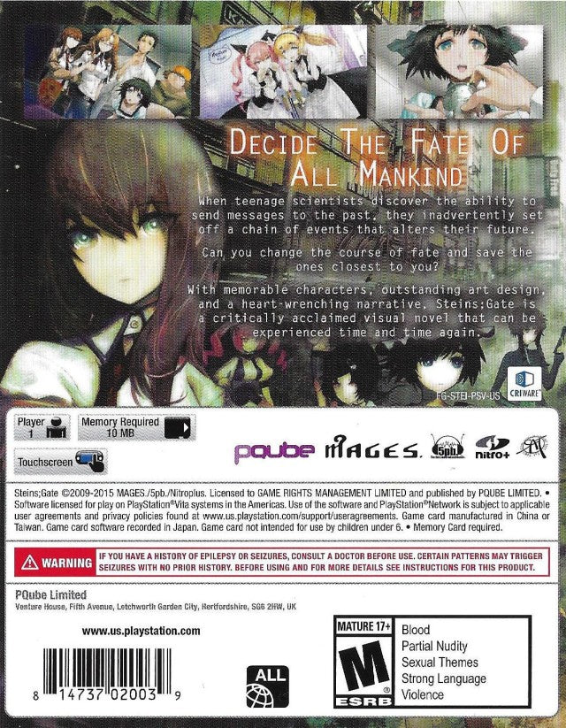 Steins;Gate - (PSV) PlayStation Vita [Pre-Owned] Video Games PQube   
