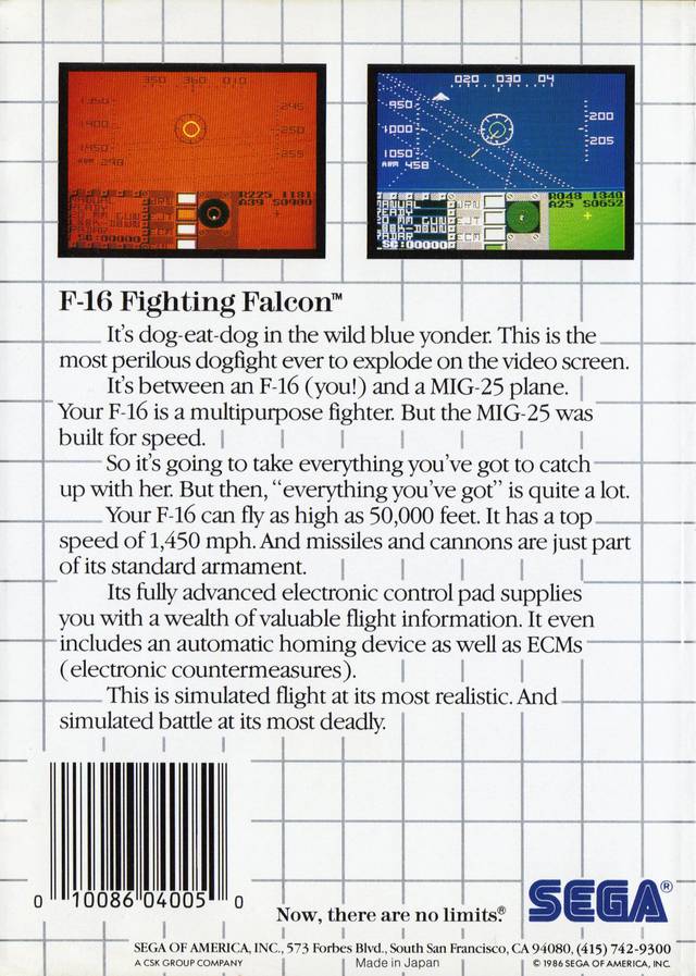 F-16 Fighting Falcon - (SMS) SEGA Master System [Pre-Owned] Video Games Sega   
