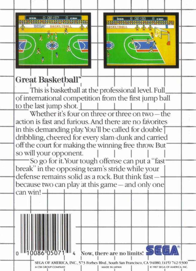 Great Basketball - SEGA Master System [Pre-Owned] Video Games Sega   