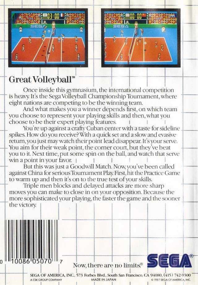 Great Volleyball - SEGA Master System [Pre-Owned] Video Games Sega   