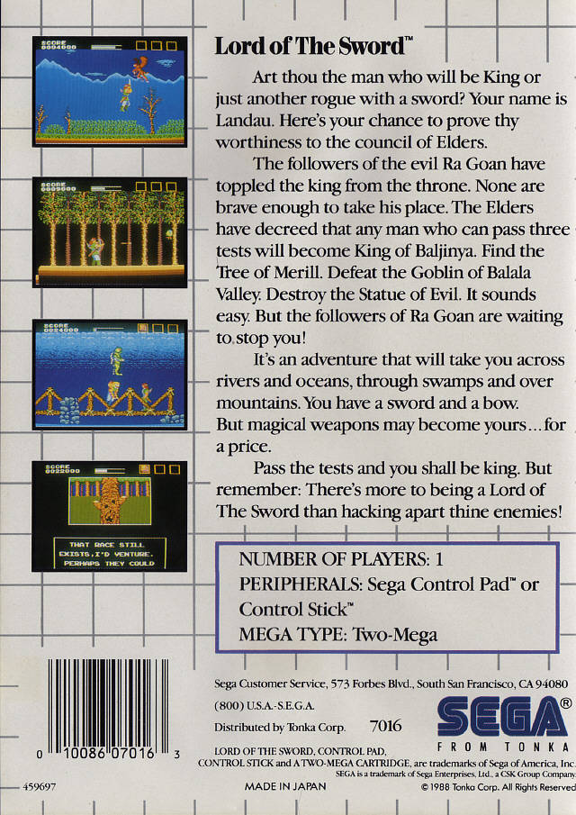 Lord of the Sword - SEGA Master System  [Pre-Owned] Video Games Sega   
