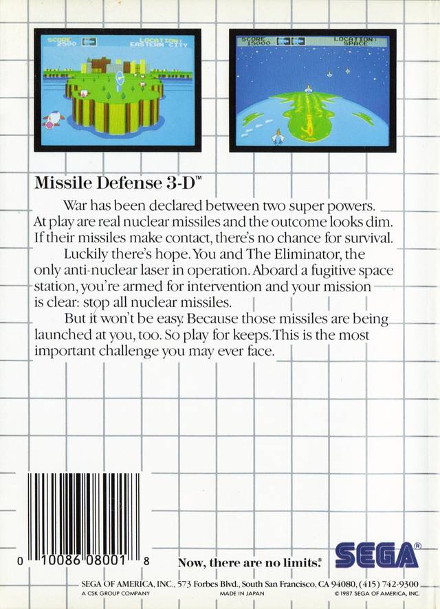 Missile Defense 3-D - SEGA Master System [Pre-Owned] Video Games Sega   