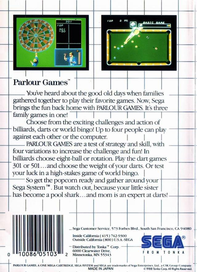 Parlour Games - SEGA Master System [Pre-Owned] Video Games Sega   