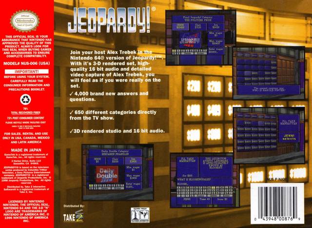 Jeopardy! - (N64) Nintendo 64 [Pre-Owned] Video Games GameTek   