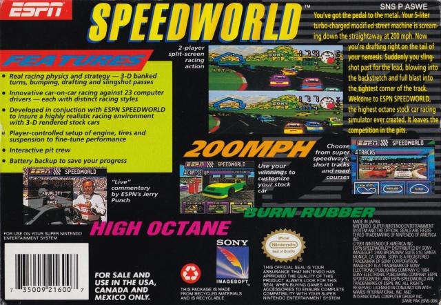 ESPN SpeedWorld - (SNES) Super Nintendo [Pre-Owned] Video Games Sony Imagesoft   