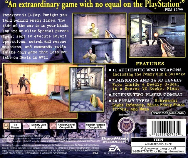 Medal of Honor (Greatest Hits) - (PS1) PlayStation 1 [Pre-Owned] Video Games Electronic Arts   