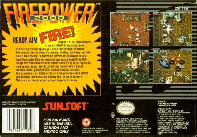 Firepower 2000 - (SNES) Super Nintendo [Pre-Owned] Video Games SunSoft   