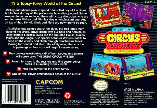 The Great Circus Mystery Starring Mickey & Minnie - (SNES) Super Nintendo [Pre-Owned] Video Games Capcom   