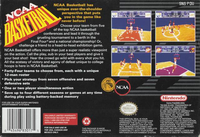 NCAA Basketball - (SNES) Super Nintendo [Pre-Owned] Video Games Acclaim   